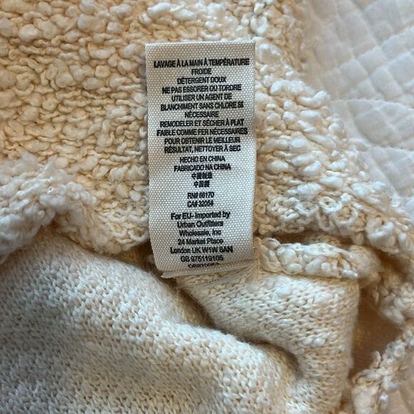 Free People Popcorn V Neck Pullover Sweater Ivory Women's Large Boho Fall Teddy - Picture 12 of 12